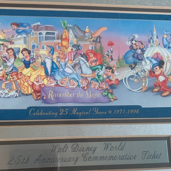Walt Disney World Framed 25th Anniversary Ticket with Classic Characters - Picture 3 of 8